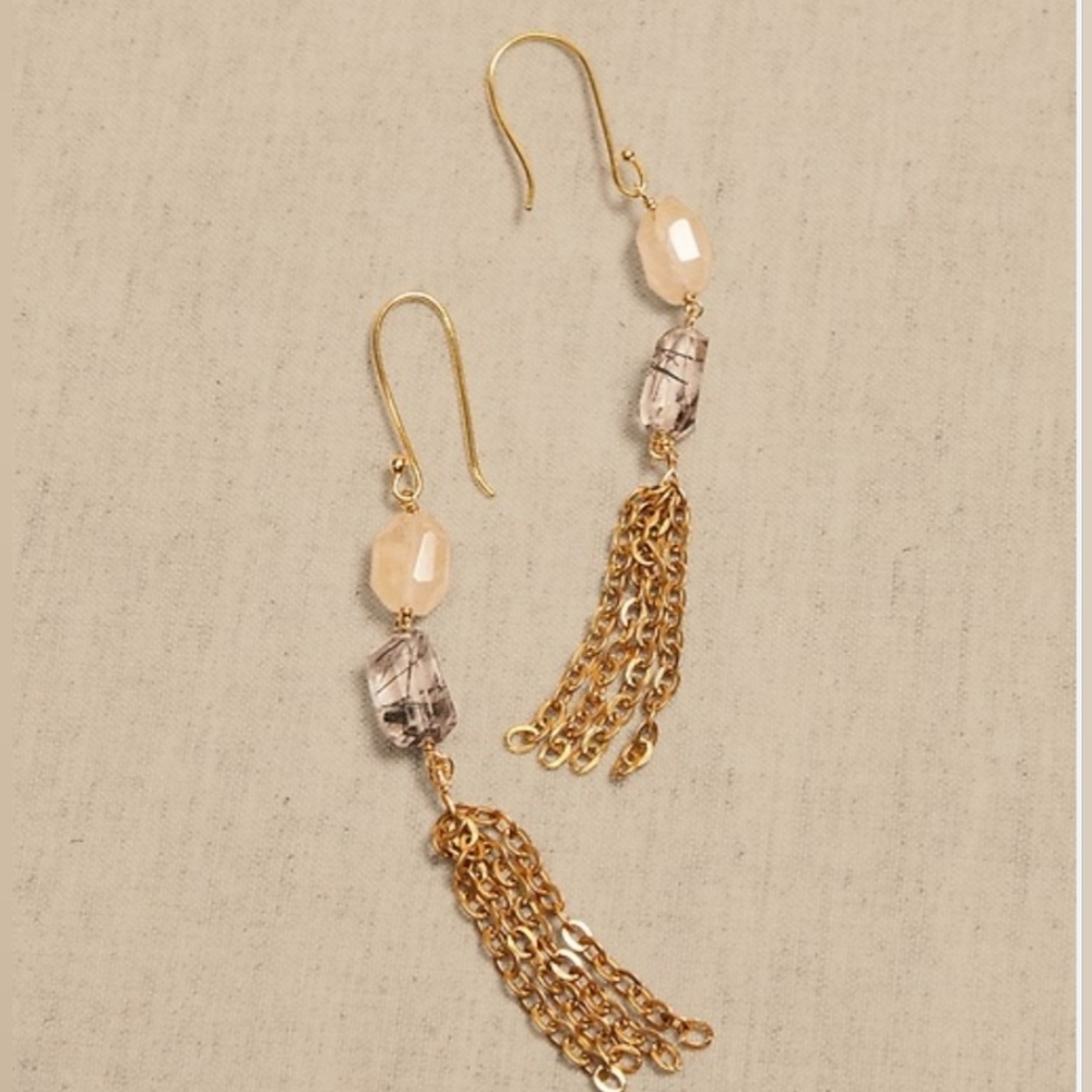 Aureus + Argent Quartz Golden Brass Tassel Earrings